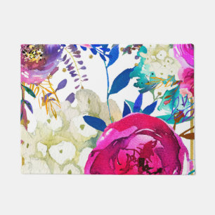 Helle Kühne Farbige Blumen Moderne Botanik Fußmatte