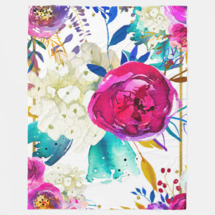 Helle Kühne Farbige Florale Moderne Botanische Chi Fleecedecke