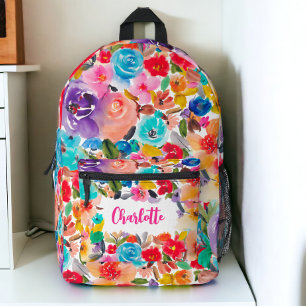 Helle, kühne, florale, alte botanische Namen Bedruckter Rucksack