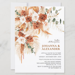 Helle, kühne Terrakotta-Boho-Hochzeit  Einladung