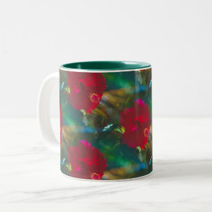 Helle, lebendige Red Tropical Hibisken zwei Töne Zweifarbige Tasse
