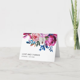 Helle, lebendige rosa Moderne Blumenhochzeit Dankeskarte