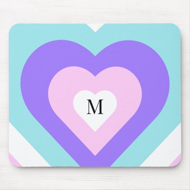 Helle, lebendige Y2k 2000er-Multiherzen Mousepad (Vorne)