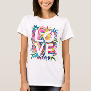 Helle LIEBE Typografie T - Shirt - farbenfroh R