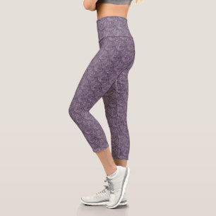 Helle Lila Fern Art Muster Capri Leggings