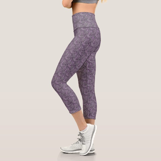 Helle Lila Fern Art Muster Capri Leggings (Links)