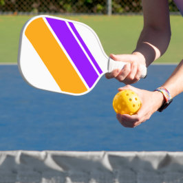 Helle, Lila, fett gelbe Führungsstreifen auf weiß Pickleball Schläger