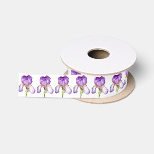 Helle lila Iris-botanisches Kunst-Band Satinband