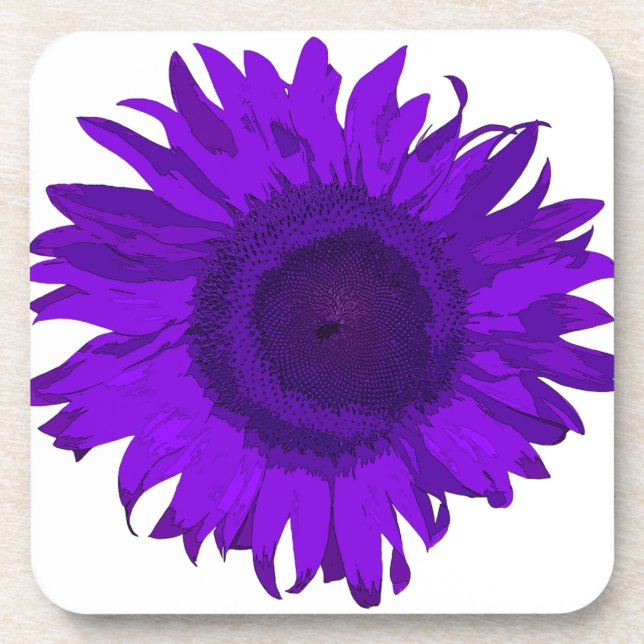 Helle Lila Pop Art Sonnenblumen Untersetzer Set (Vorderseite)