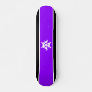 Helle Lila Schwarz-weiße Racing Streifen Schneeflo Skateboard