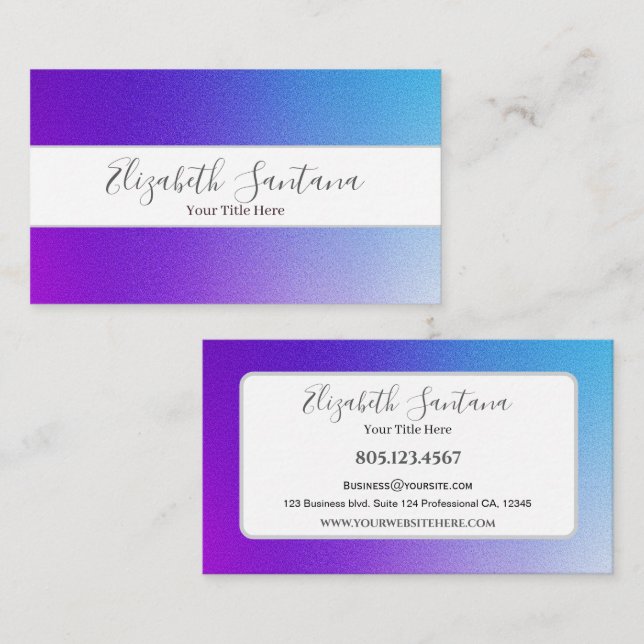Helle Lila und blaue Glitzer Gradient Visitenkarte (Vorne/Hinten)