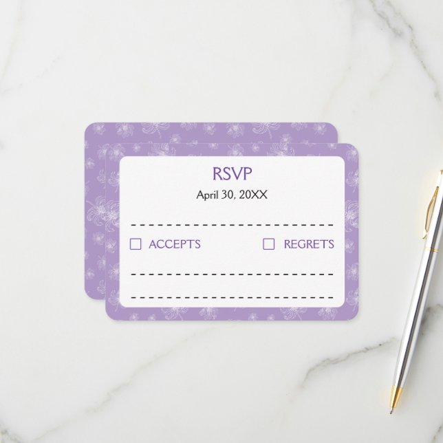 Helle lila und weiße Pfannkuchen. RSVP Karte (Vorderseite/Rückseite Beispiel)