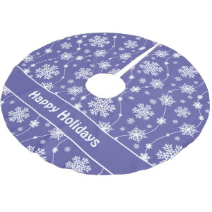 Helle Lila und Winterweiße Schneeflocke Polyester Weihnachtsbaumdecke