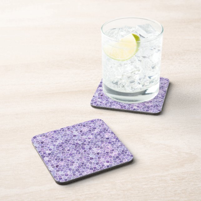 Helle Lilac und Lila Cobbled Patchwork Terrazo Pa Getränkeuntersetzer (Rechte Seite)