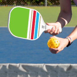 Helle Limone Farbblock Roter Himmelsblau Streifen Pickleball Schläger