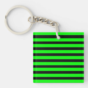 Helle Limone grüne und schwarze Neonstreifen Schlüsselanhänger