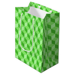 HELLE LINIE GRÜNE GEOMETRISCHE KUBE-PATTER MITTLERE GESCHENKTÜTE