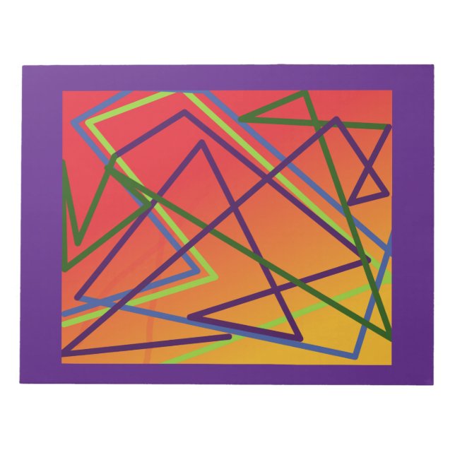 Helle Linien auf orangefarbenem und rotem weißem D Notizblock (Vorderseite)