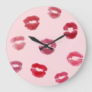 Helle Lippen Prägen Valentinmuster Große Wanduhr