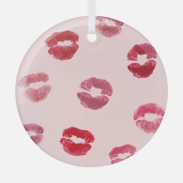 Helle Lippen Prägen Valentinmuster Ornament Aus Glas (Vorderseite)