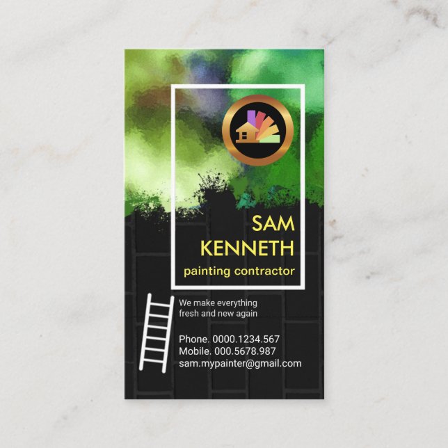 Helle Luminity Graffiti Grunge Brick Wall Painter Visitenkarte (Vorderseite)