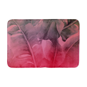 Helle lustige pinke tropische Sommerpalmenblätter Badematte