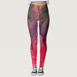 Helle lustige rosa tropische Sommer Palmwedel Leggings