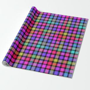 Helle Madras-Karu-Regenbogen-Karo Geschenkpapier