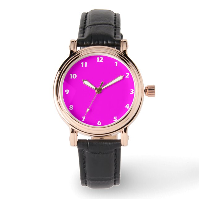 Helle Magenta Solid Color Armbanduhr (Vorderseite)