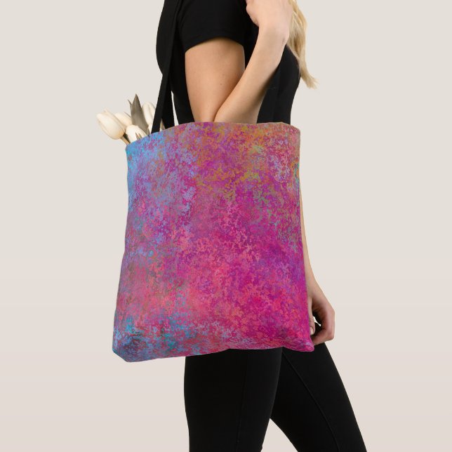 Helle Magenta Sunset Abstrakte Acrylpour (Von Nahem)