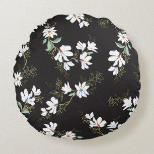 Helle Magnolie Florales Nahtloses Muster Rundes Kissen