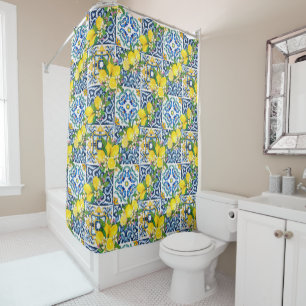 Helle mediterrane sizilianische Tiles Citrus Lemon Duschvorhang