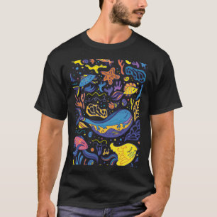Helle Meerespracht - Meer Doodle Zeichnung T-Shirt