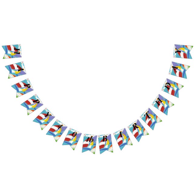 Helle Mehrfarbige Segelboote im Lake Sky Wimpelkette (Alle)