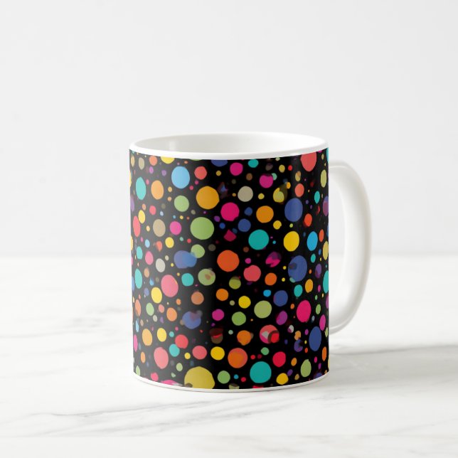 Helle mehrfarbige Tupfen  Kaffeetasse (VorderseiteRechts)