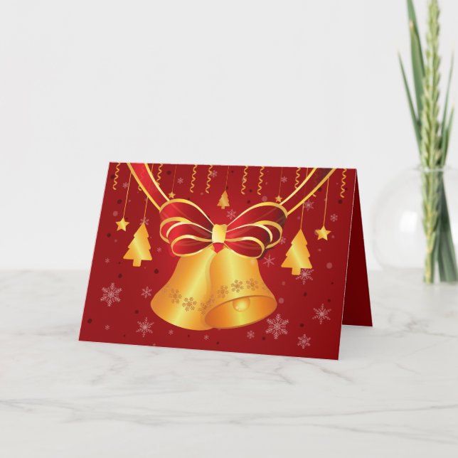 Helle Metallic Gold Bells und Red Bow Weihnachten (Vorderseite)
