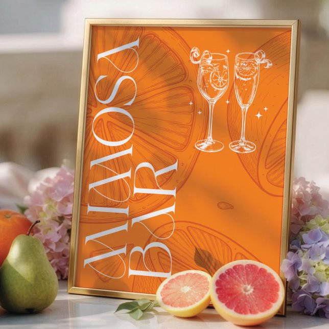 Helle minimalistische Zitrus-Braut-Mimosa-Bar-Schi Poster (Von Creator hochgeladen)