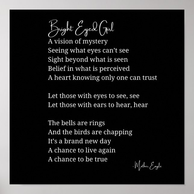 Helle Mit Augen Girl Inspiration Gedicht Wall Art  Poster (Vorne)