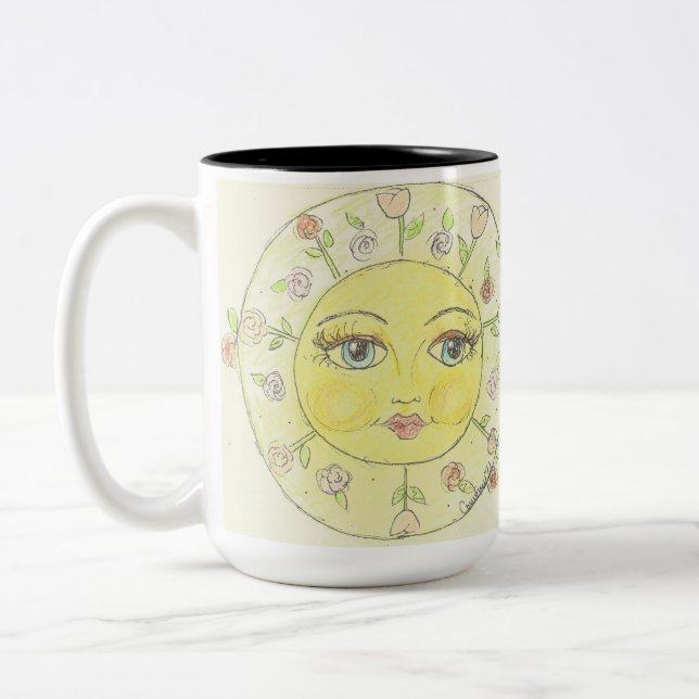 Helle mit Augen Kleine Blume Zweifarbige Tasse (Links)