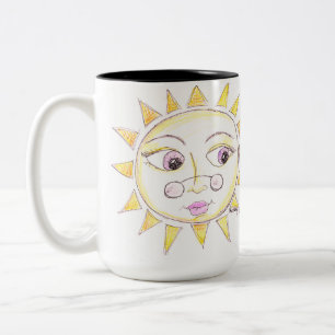 Helle mit Augen Sonne mit Brillengläsern Zweifarbige Tasse