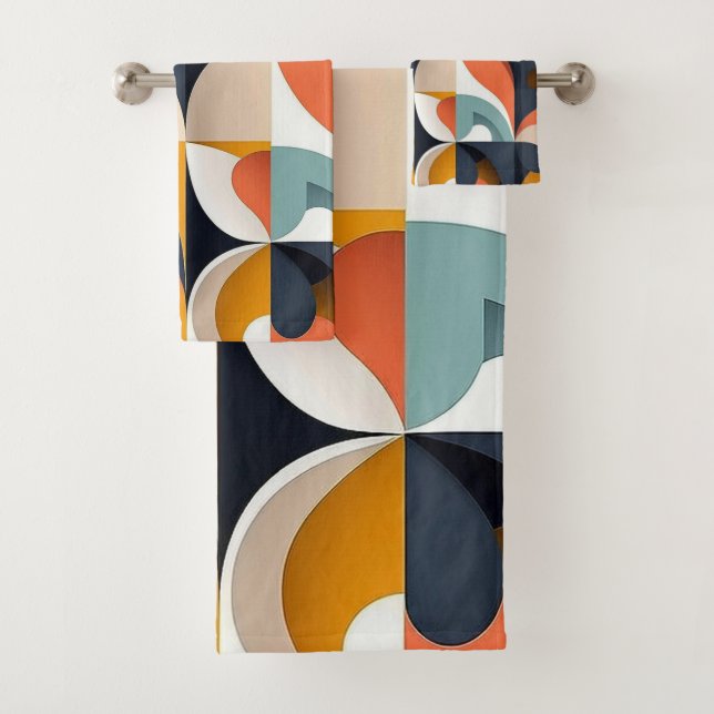 Helle Mitte des modernen Jahrhunderts Badhandtuch Set (Insitu)