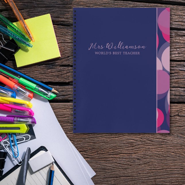 Helle moderne Abstrakt Teacher's Spiral Notebook Notizbuch (Bright Modern Abstract Pattern Teacher's Spiral Notebook. Say thank you with this personalised gift.)