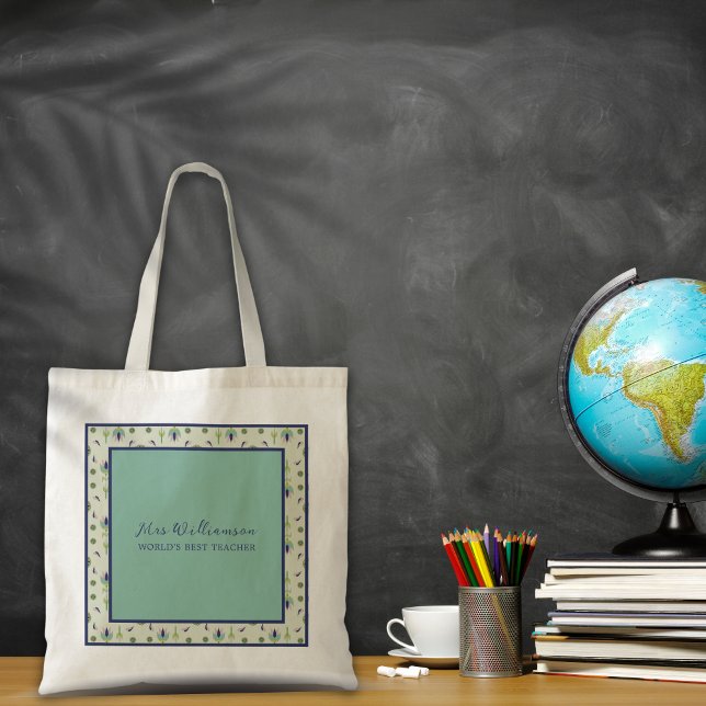 Helle, moderne Blumenlehrer-Tasche Tragetasche (Bright Modern Floral Teacher's Tote Bag. Say thank you with this personalised gift.)