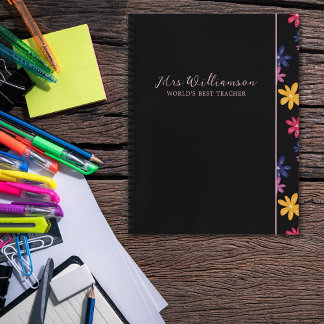 Helle moderne BlumenlehrerInnen-Spiralfolien Notizbuch