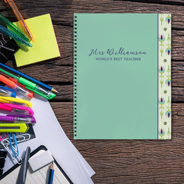 Helle moderne BlumenlehrerInnen-Spiralfolien Notizbuch (Bright Modern Floral Teacher's Spiral Notebook. Say thank you with this personalised gift.)