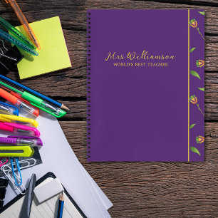 Helle moderne BlumenlehrerInnen-Spiralfolien Notizbuch