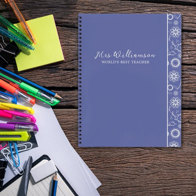 Helle moderne BlumenlehrerInnen-Spiralfolien Notizbuch (Bright Modern Floral Teacher's Spiral Notebook. Say thank you with this personalised gift.)