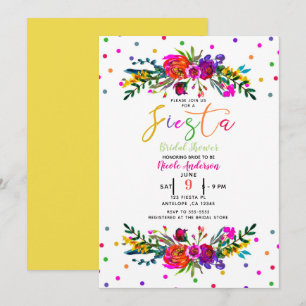 Helle Moderne Florale Weiße Fiesta Brautparty Einladung
