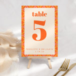 Helle, moderne Orange Retro Geometrie Tischnummer<br><div class="desc">Helle,  moderne Orange Retro Geometric Custom Tischnummer</div>