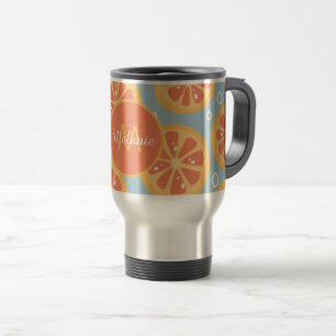 Helle moderne orange Scheiben Muster personalisier Reisebecher